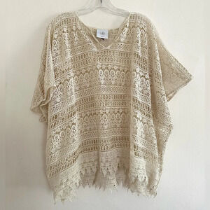 Cabi Love Carol Crochet Capri  Cover Up Top Women’s Size Small Ivory